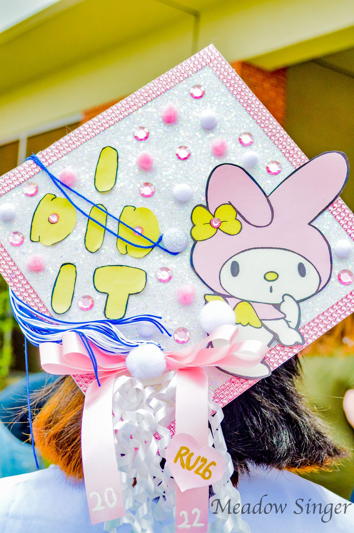 A graduation cap decorated with My Melody