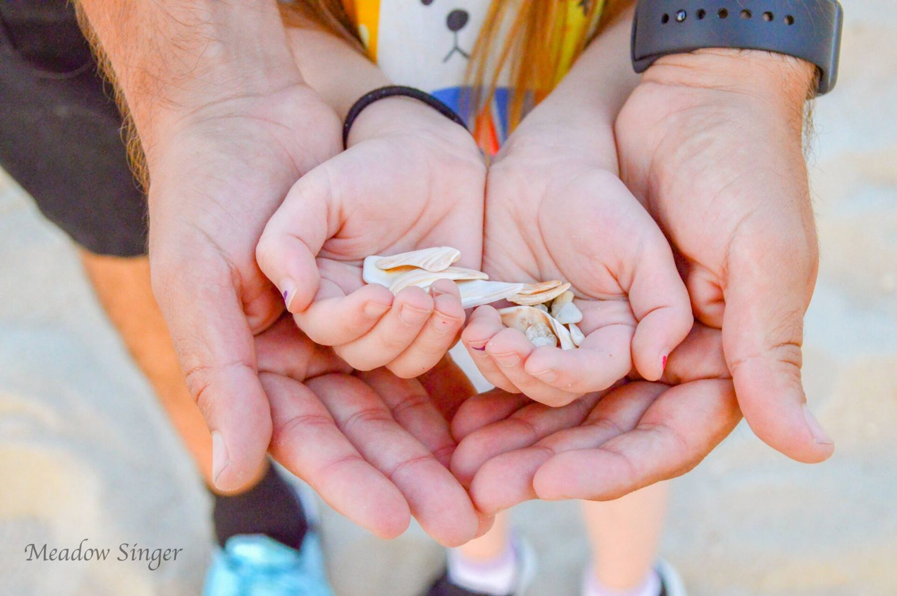 Cupped hands holding a pile of tiny paper slips